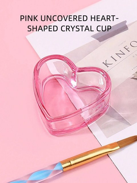 klimonla Nagelzubehör, Kristall Glas Schüssel, Herz Form, Rosa, Glänzend - Bild 1