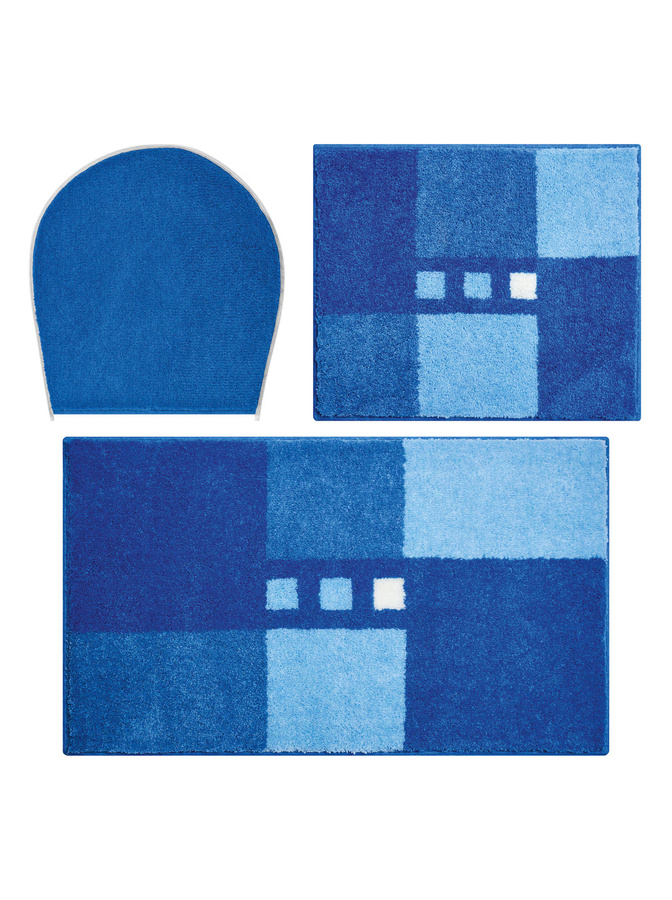 Rutschhemmende Badematte in Blau mit Grafikmuster aus 100% Polyacryl, für Fußbodenheizung geeignet - Bild 2