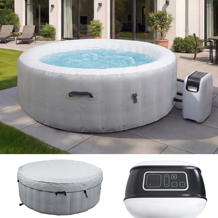 Aufblasbarer Whirlpool MCW-N97 für 4 Personen, rund, grau-weiß, Durchmesser: 180 cm