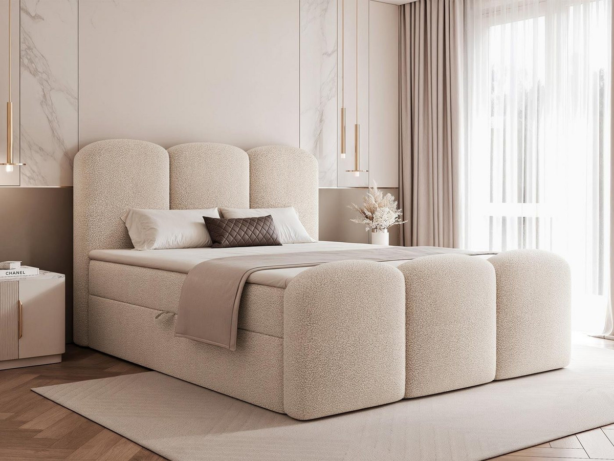 Compleo Wolkenbett Doppelbett mit gepolstertem Kopfteil und Bettkasten, H3 - Bild 1