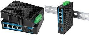 LogiLink Industrial Gigabit Ethernet Switch NS204 Unmanaged 4x 10/100/1000Base-TX + 1x SFP Schwarz - Bild 1
