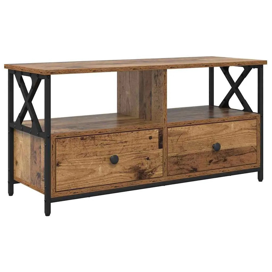 vidaXL TV-Schrank aus Altholz und Stahl in Braun, B/T/H: 90 x 33 x 45 cm - Bild 2