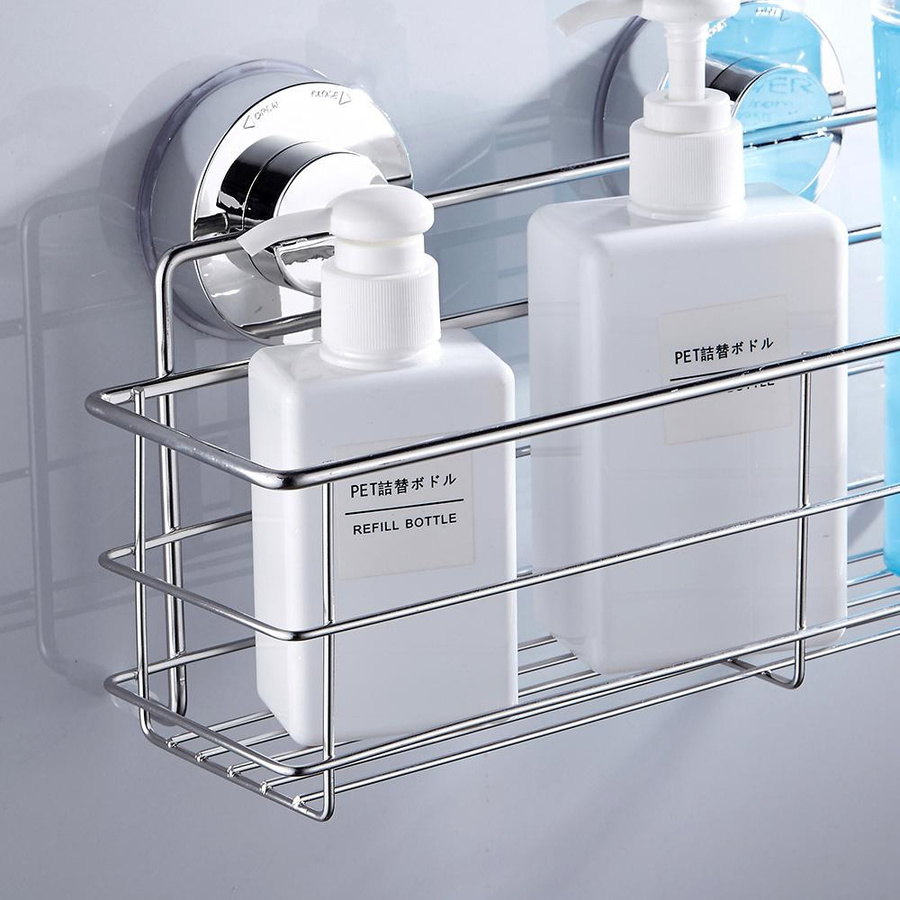 Yiran Furniture Dusch-Organizer aus rostfreiem Edelstahl in Silber, Wandmontage ohne Bohren mit Saugnapf - Bild 2