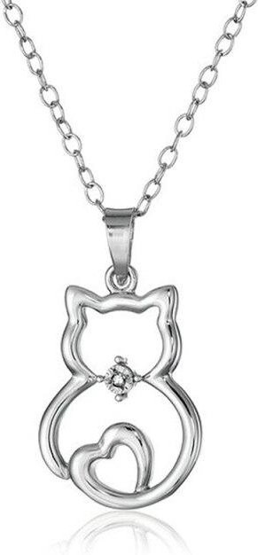 Charm Katzenanhänger, Edelstahl, Silber, Kristall, Damen - Bild 1