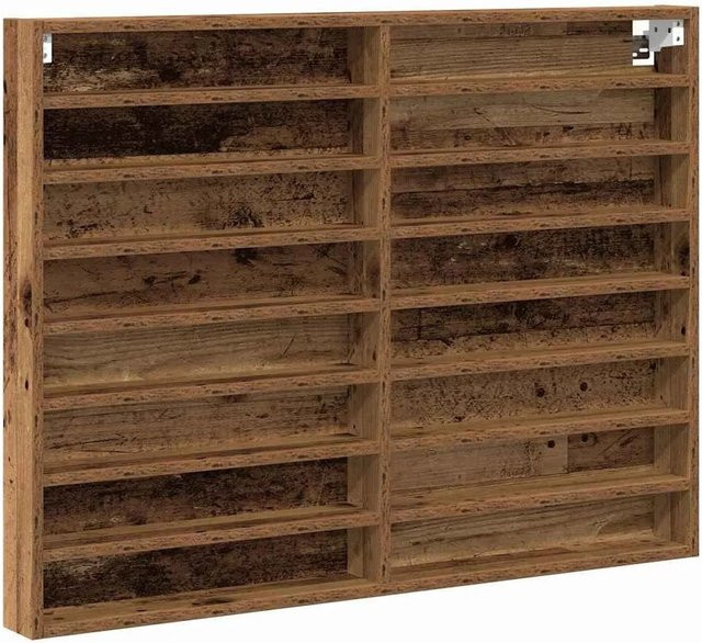 vidaXL Vitrine mit Glasfront und Regalen aus Holzwerkstoff in Braun, B/T/H: 100 x 8,5 x 75 cm - Bild 1