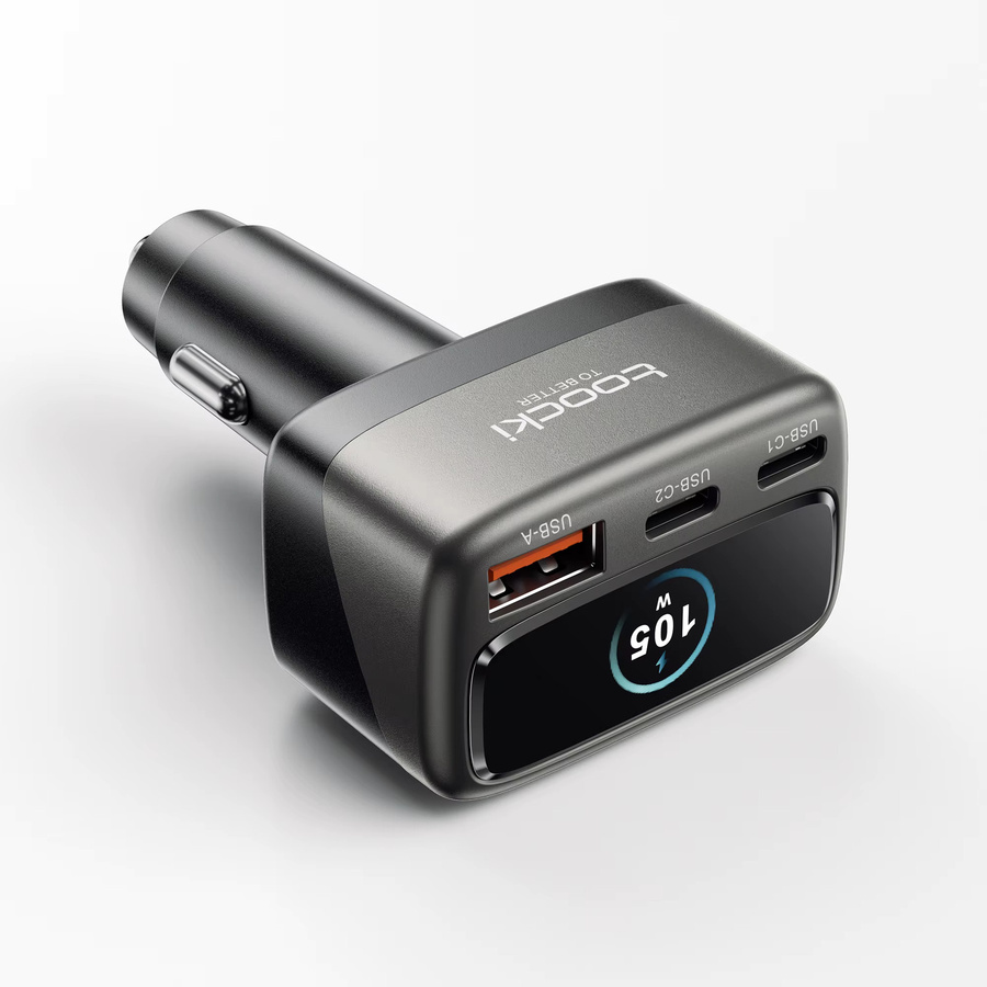 Toocki 105 W 3-in-1 Autoladegerät mit TFT-Display, PD45W und PPS Schnellladung, USB-C, Schwarz - Bild 7