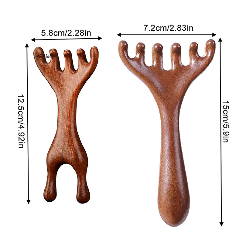 HNKMP Gua Sha Gesichtsmassagegerät und Kopfhautmassagegerät, Sandelholz, braun - Bild 6