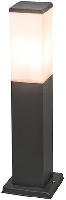 QAZQA Malios Moderne Außen Pollerleuchte Dunkelgrau mit Opal Glas, IP44, E27, Höhe: 45 cm - Bild 1