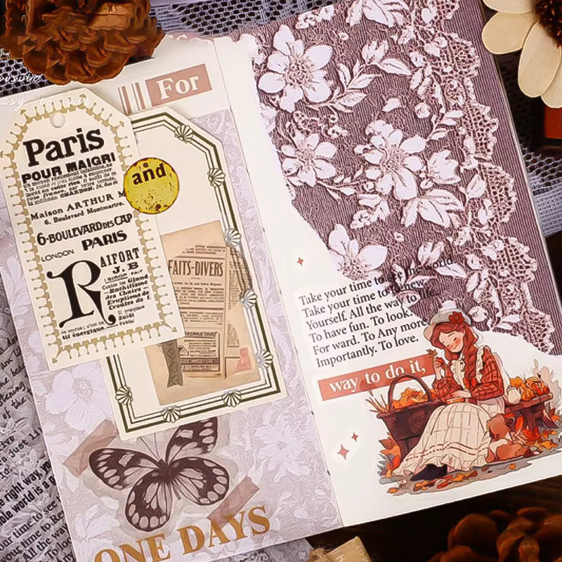 Mr.Paper Spitzen-Serie Vintage Bastelpapier mit geprägtem Spitzenmuster für DIY Journal Scrapbook und Collage, 32 Stück - Bild 2