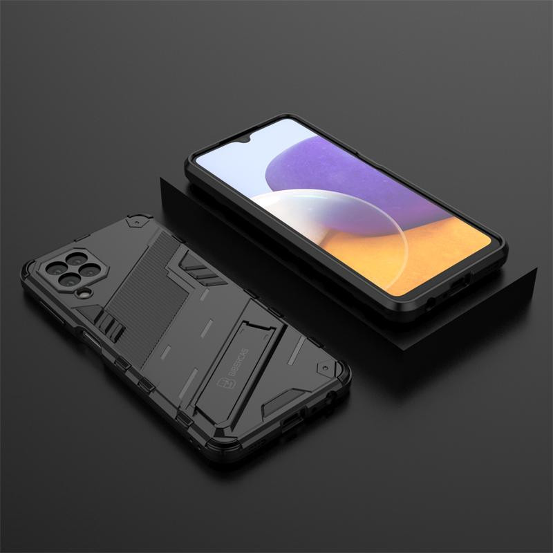 Samsung Galaxy A22 Handyhülle mit magnetischem Ständer und Stoßfestem Panzer, Schwarz - Bild 2