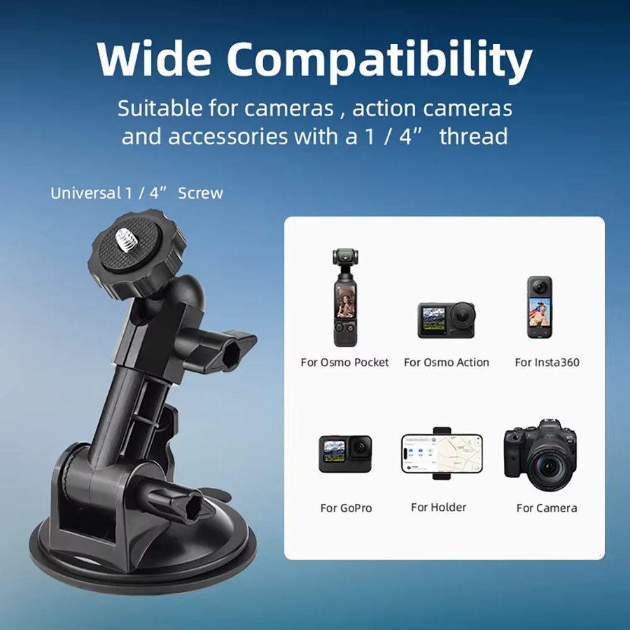SZKOSTON Autohalterungsadapter mit Saugnapf in Schwarz für OSMO Pocket 4P, 4, 3, Insta360 und GoPro Action-Kameras - Bild 4