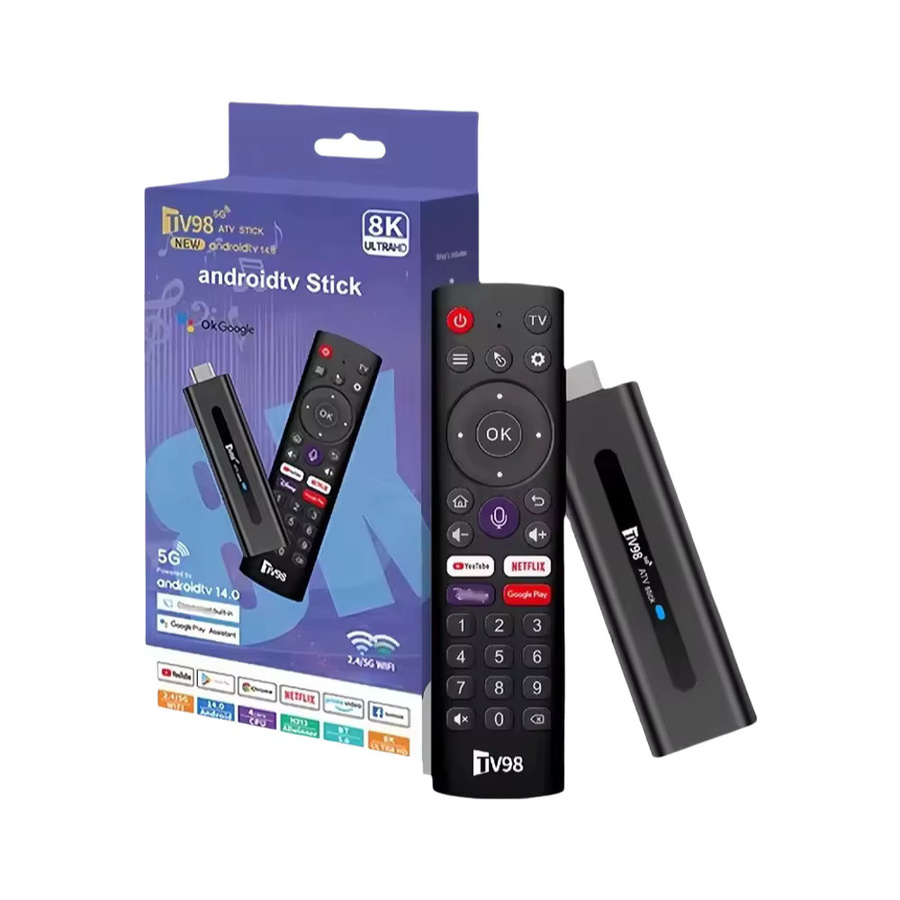 CLIBABIQBOX TV98 ATV Stick Smart Media Streamer mit Android 14.0, 2GB RAM, 16GB Speicher, Allwinner H313, 8K 4K Unterstützung, 4G 5G WLAN, Bluetooth 5.0 und Sprachfernbedienung in Schwarz - Bild 5