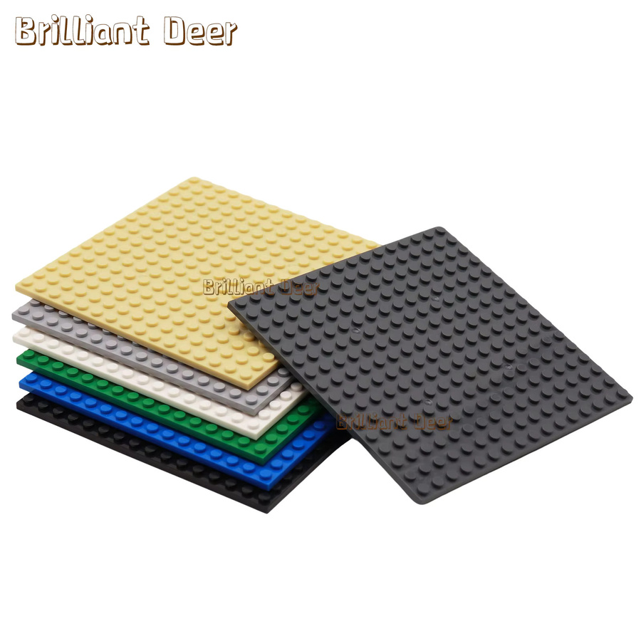 Brilliant Deer 4er-Set Doppelseitige Grundplatten für Bausteine, 16 x 16 Punkte, Blau und Bunt/Mehrfarbig - Bild 3