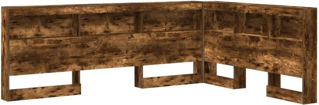 vidaXL Aufbewahrungskopfteil in Raucheiche mit integriertem Regal und USB-Ladeport, Farbe: Braun, B/H: 177,5 x 160 cm - Bild 1