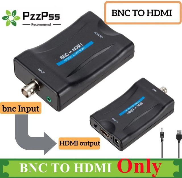 PzzPss BNC zu HDMI Konverter Adapter für CVBS Coax Überwachungskameras in Schwarz mit Full HD 1080P Ausgang - Bild 1