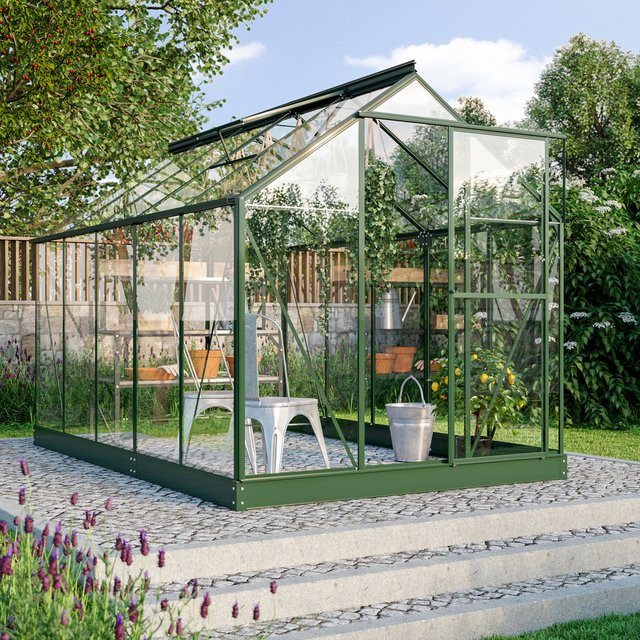 Vitavia Gewächshaus Triton 6200 in Smaragdgrün mit Stahlfundament und 3 mm ESG-Glas, 6,2 m² - Bild 1