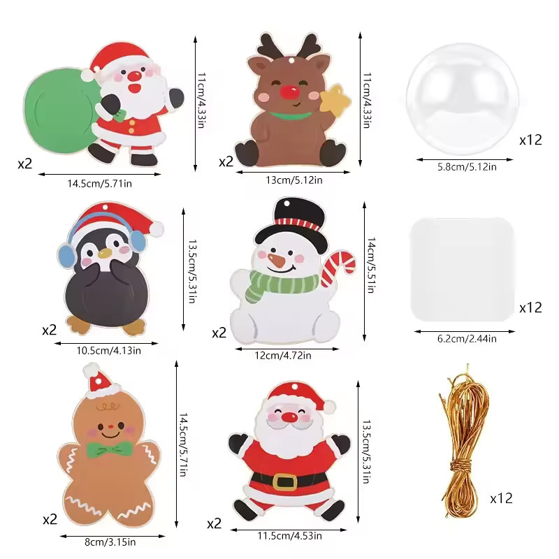 Weihnachtsgeschenk-Karten-Verpackungsbeutel mit hängenden Ornamenten für den Weihnachtsbaum in Mehrfarben - Bild 6