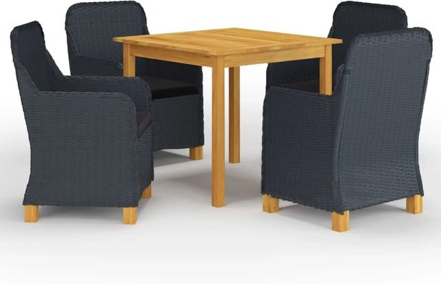vidaXL 5-tlg Garten-Essgruppe Modell 3 aus Akazien-Massivholz in Dunkelgrau - Bild 1