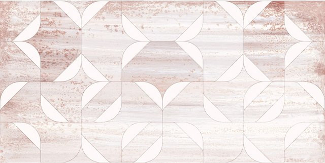 Wandfliese Dekor Bayaz Blanco Keramik in Weiß und Pink mit geometrischem Muster, B/H: 30 x 60 cm - Bild 1