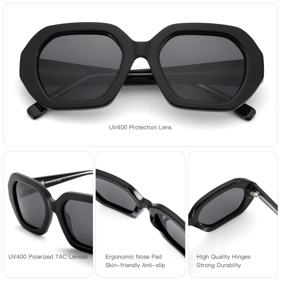 ZENOTTIC Sonnenbrille Schmetterlingsform, Vollrand, Acetat, Schwarz, Damen - Bild 3