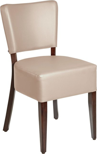 PULSIVA Polsterstuhl Prestige im 2er Pack mit beigefarbenem Kunstleder und Gestell aus Nussbaum, B/T/H: 45 x 50 x 82 cm - Bild 1