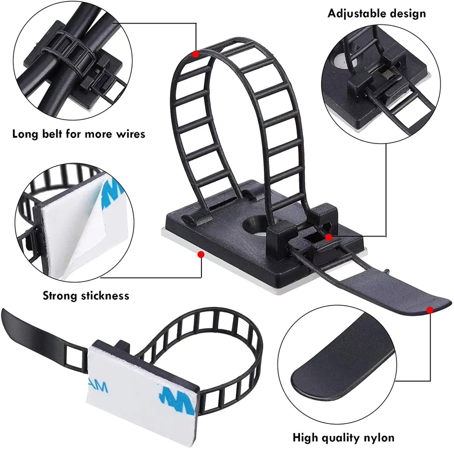 Kabel Organizer Clips mit einstellbaren Nylon-Kabelbindern zur Kabelverwaltung für dein Auto in Schwarz oder Weiß - Bild 3