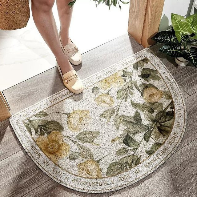 Nordische halbkreisförmige Fußmatte aus PVC für den Hauseingang, schmutzabweisend und rutschfest, Mehrfarbig, B: 120 cm, T: 80 cm - Bild 1