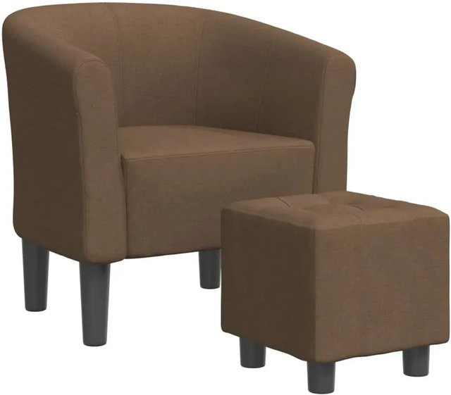 vidaXL Clubsessel mit Fußhocker in Braun aus Stoff und Kiefernholz - Bild 1