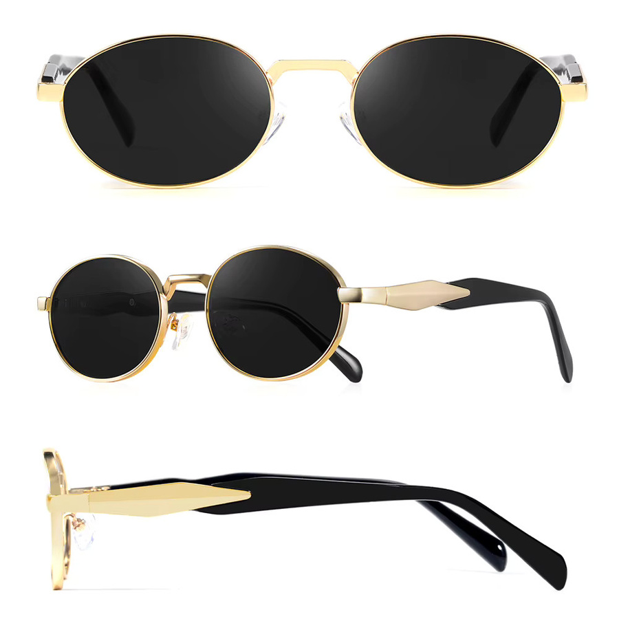 CRIXALIS Sonnenbrille Oval, Metall, Vollrand, Gold, Unisex - Bild 4