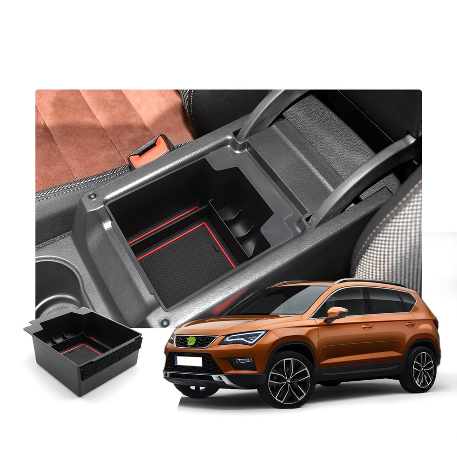 RUIYA Armlehnen-Ablagebox für Seat Ateca 2017-2025, Mittelarmlehnen-Organizer in Schwarz - Bild 6