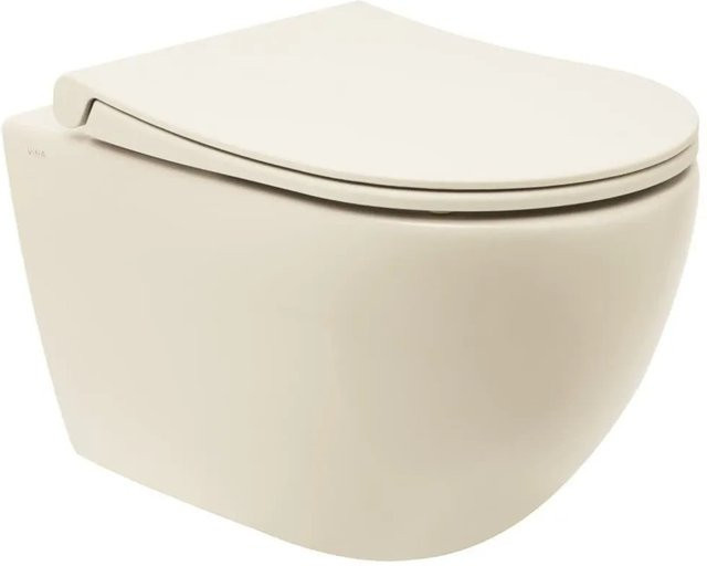 Vitra Wand-WC Project Hänge-WC spülrandlos mit SoftClose WC-Sitz aus Keramik in Beige Matt, B: 54,0 cm, H: 35,0 cm, T: 54,0 cm - Bild 1