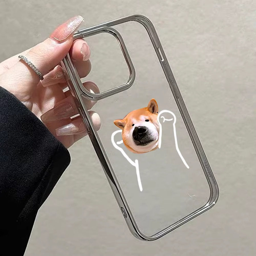 Transparente Handyhülle mit niedlichem Cartoon-Hundemuster und Galvanisierung für iPhone 11 bis iPhone 17 Pro Max und Plus Modelle - Bild 1