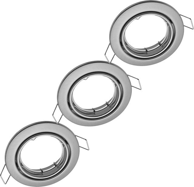 Oktaplex 3er Set Einbauspot Dijon Schwenkbar für LED-Module 50mm Deckenstrahler Edelstahl Gebürstet Silber - Bild 1