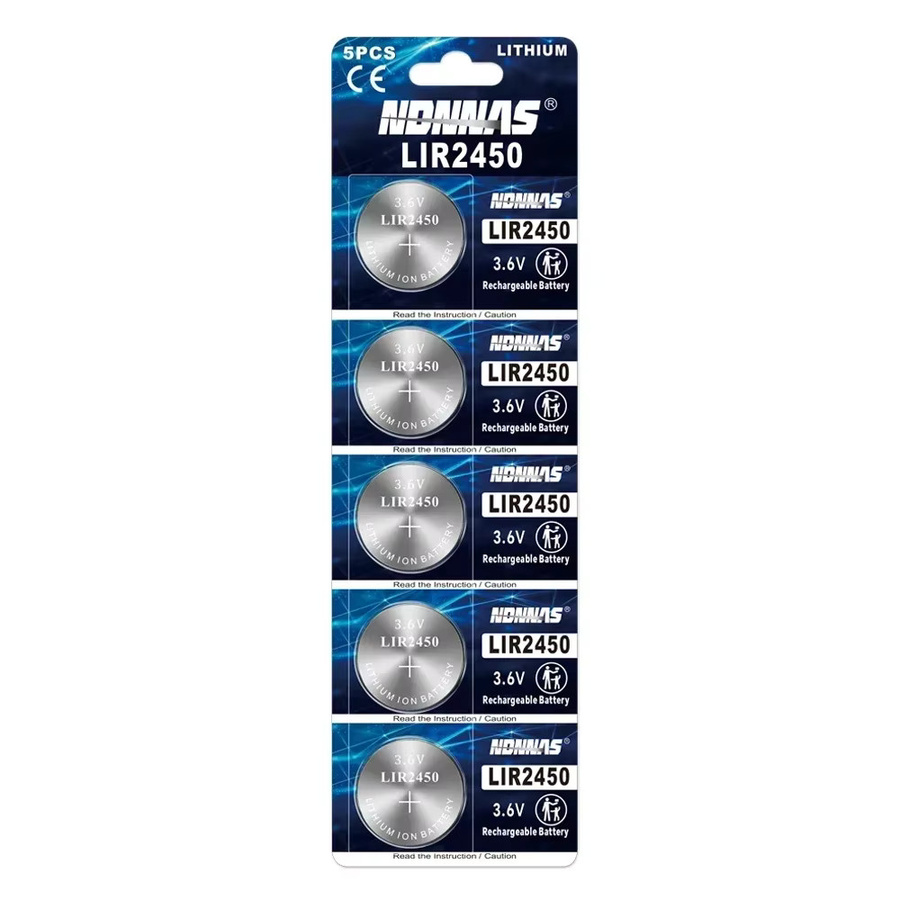 NDNNAS LIR2450 Wiederaufladbare Knopfbatterie 3,6 V Lithium-Knopfzelle in Silber als CR2450 Ersatzbatterie - Bild 3