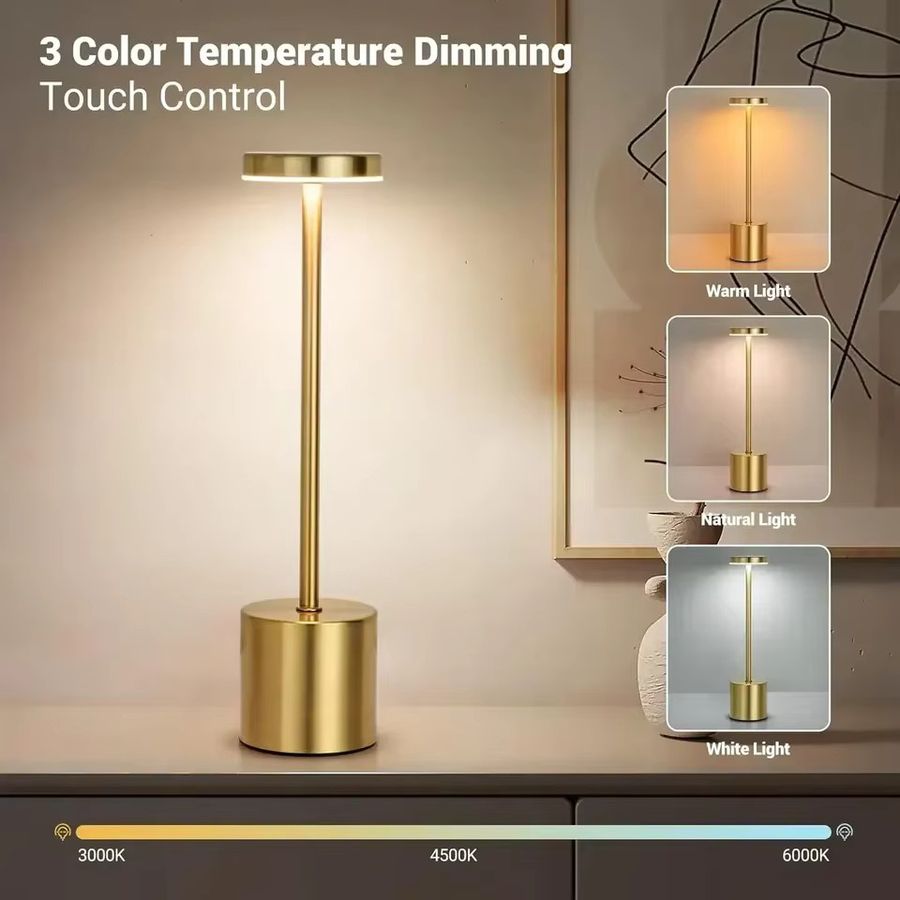 KDULIT Wiederaufladbare LED-Schreibtischlampe mit Touch-Steuerung und 3-farbigem dimmbarem Licht für modernes Büro und Zuhause - Bild 3