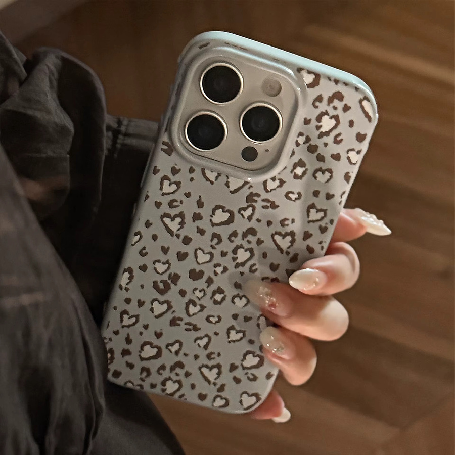 MUQGEW Handyhülle mit blauem Leopardenmuster und Herzdesign für iPhone 12 bis iPhone 17 Pro Max, stoßfeste Schutzhülle - Bild 2