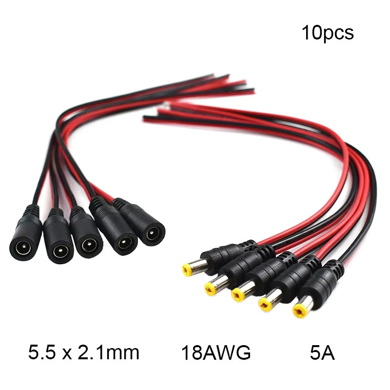 DC Stromkabel mit 2pin Stecker 5,5x2,1mm 18 AWG 5A Männlich Weiblich Schwarz Länge: 30 cm - Bild 3