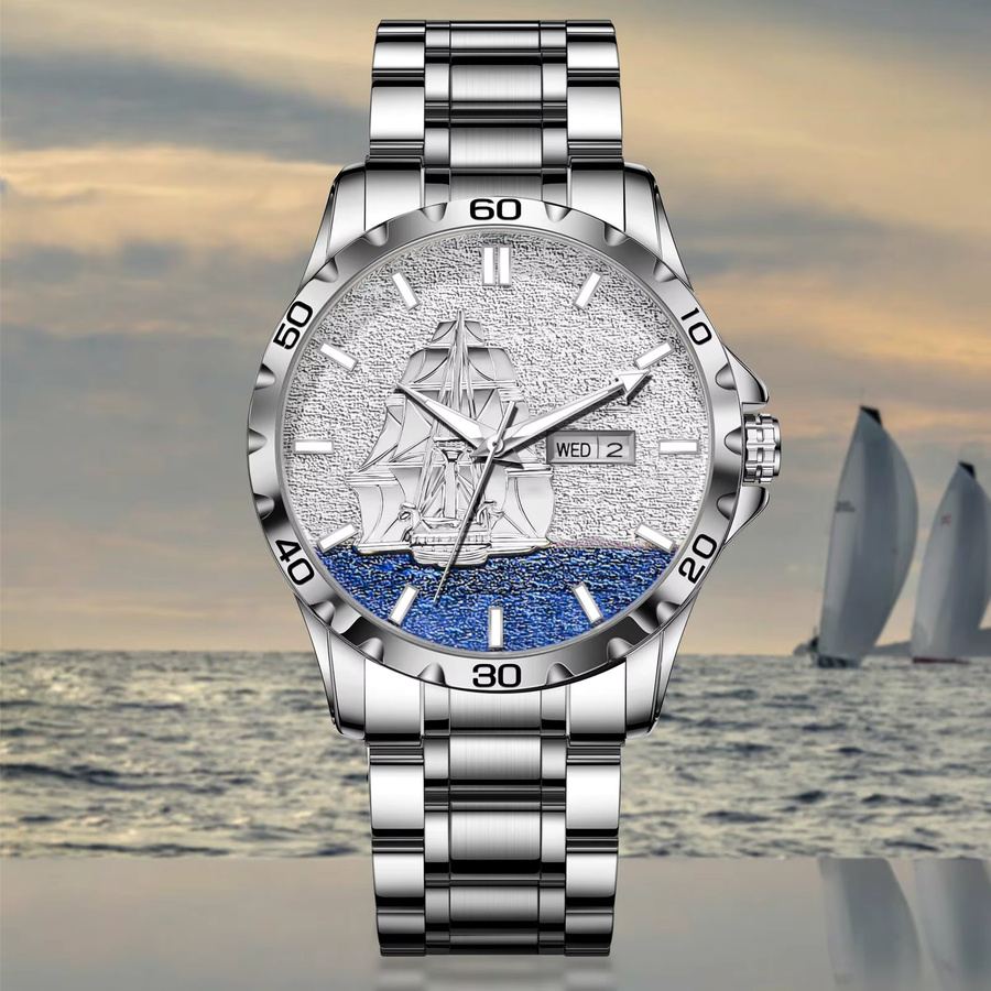 GLENAW Armbanduhr Automatik, Edelstahl, Silber, Herren - Bild 2