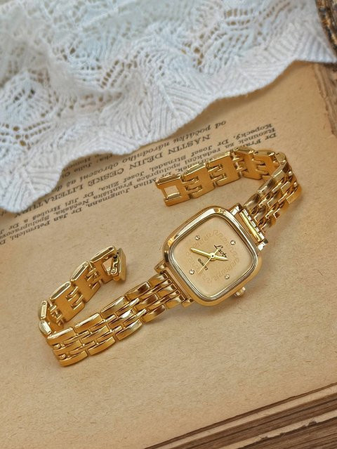 LSVTR Armbanduhr Quarz, Gold, Edelstahl, Eckig, Damen - Bild 1