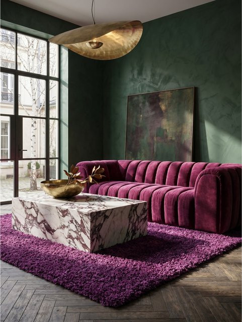 Hochflorteppich RHEIN von Kadima Design, einfarbig, Violett, B/T: 100 x 200 cm - Bild 1