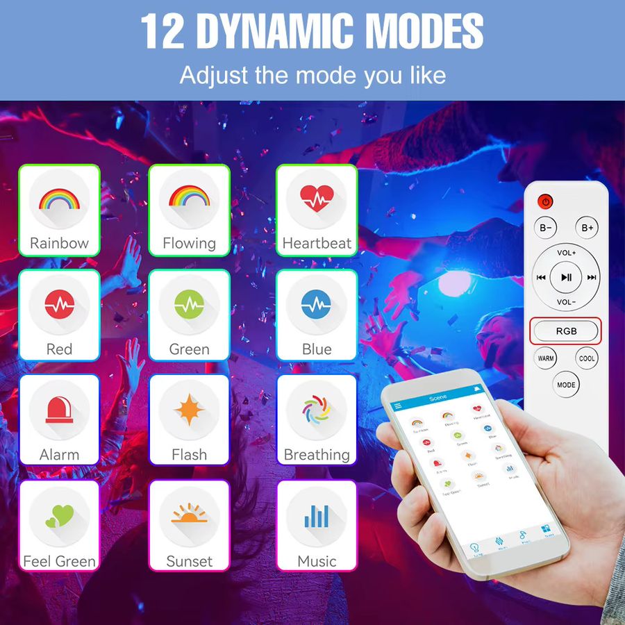 CanLing Smart LED RGB Deckenleuchte mit integriertem Lautsprecher, 200W, Bluetooth App-Steuerung und Fernbedienung - Bild 4