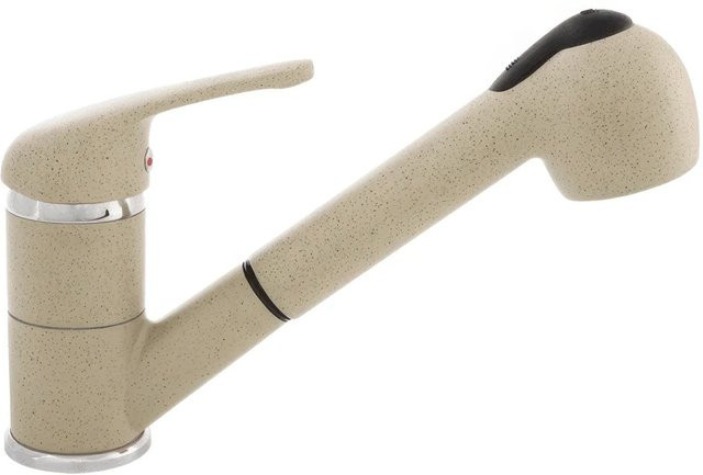 KOLMAN Küchenarmatur Küchenmischer mit ausziehbarem Brausekopf und Einhebelmischer in Beige - Bild 1