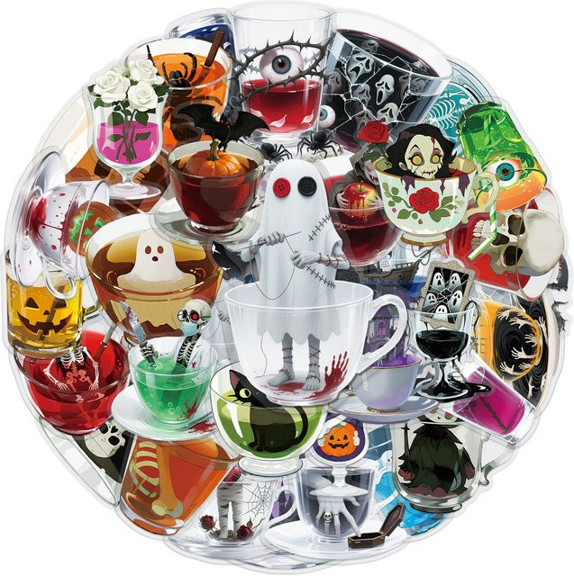 50 Stück transparente Halloween-Horror-Teetassen-Aufkleber aus PET von BulingBulingStickers Store in Multicolour - Bild 1