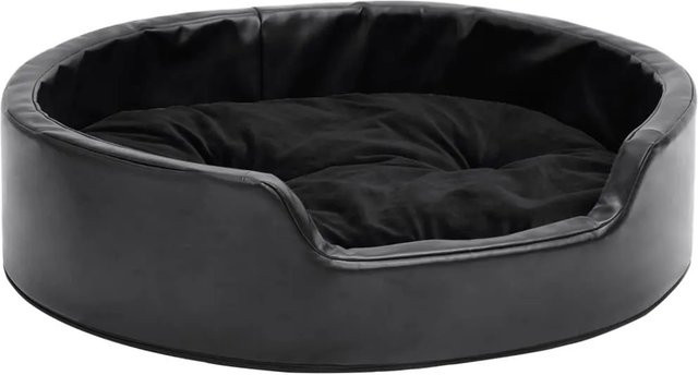 vidaXL Hundebett Sofa in Schwarz aus Kunstleder und Plüsch mit abnehmbarem Bezug, B/T/H: 69 x 59 x 19 cm - Bild 1
