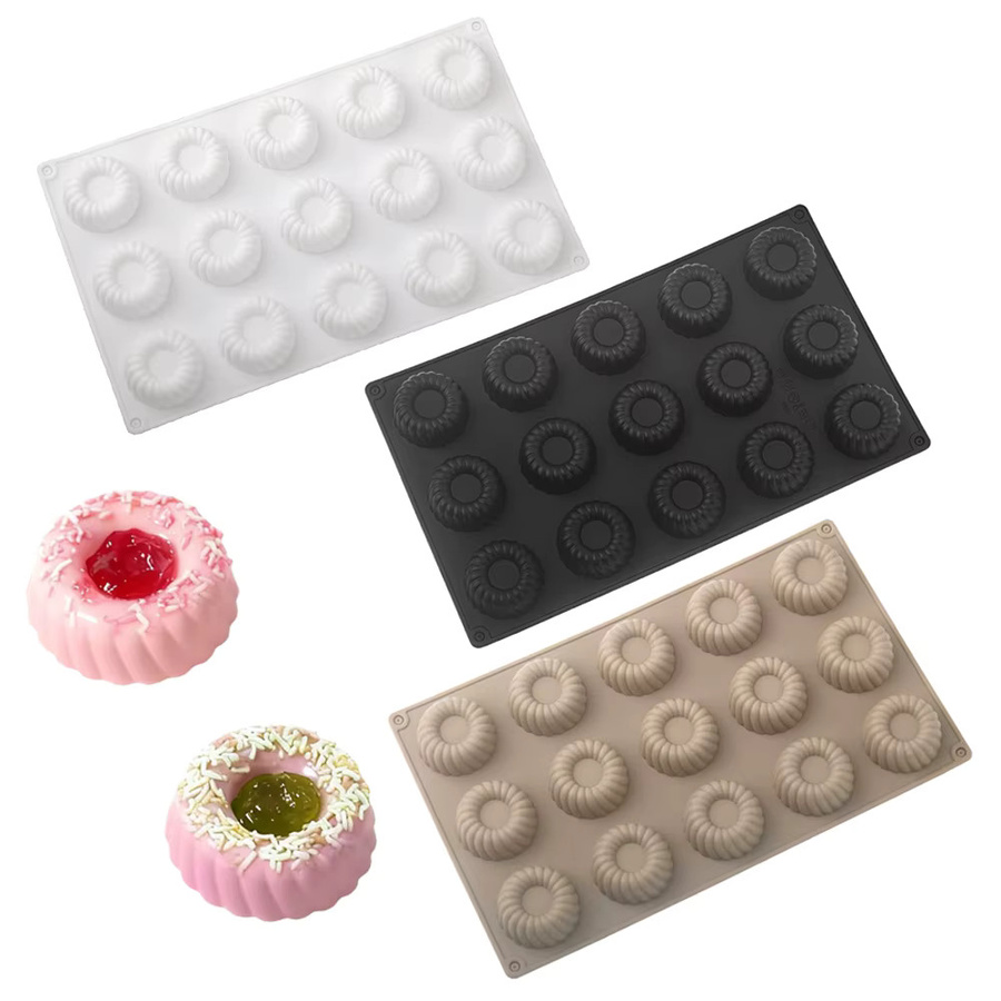 Silikonform mit 15 runden Mulden im diagonalen Wirbel-Design für Mousse, Schokolade und Desserts - Bild 2