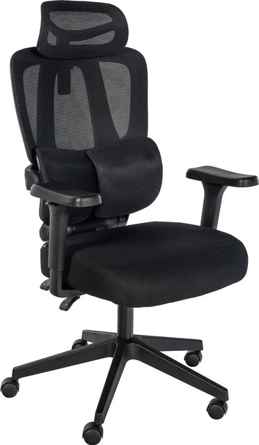CLP Bürostuhl Altamont Ergonomischer Schreibtischstuhl in Schwarz mit Kopfstütze und Armlehnen, Belastbarkeit bis 135 kg - Bild 1