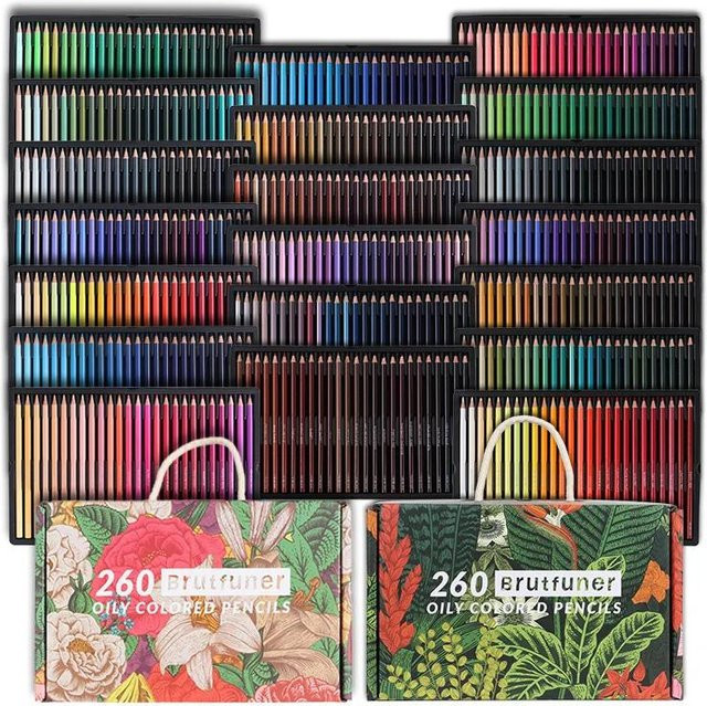 Binchi Cultural Supplies Professionelles Ölpastellstifte-Set mit 520 Farben in Grau und Multicolour für Künstler zum Skizzieren und Zeichnen - Bild 1
