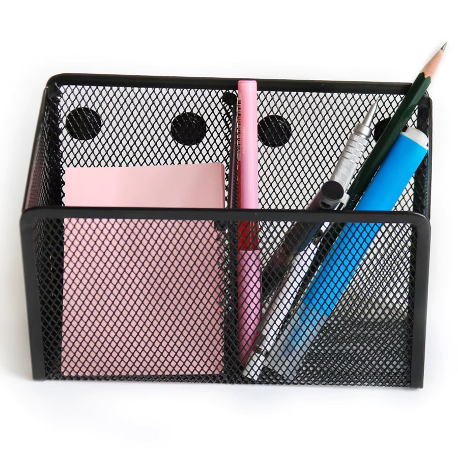 Magnetischer Mesh Stifthalter aus Metall in Schwarz für Büro und Kühlschrank - Bild 6