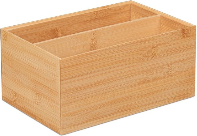 Relaxdays Aufbewahrungsbox aus Bambus in Natur mit 2 Fächern, B/T/H: 30 x 20 x 14 cm - Bild 1