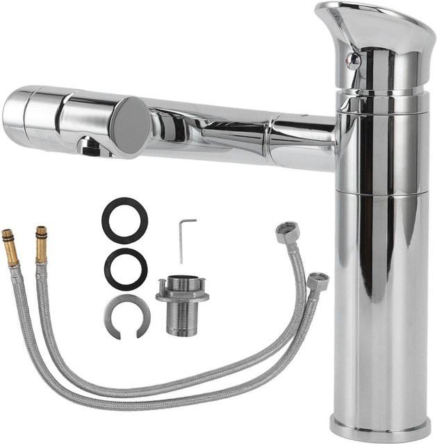 Aimo Einloch-Spültischarmatur mit Schwenkauslauf aus Messing in Grau und Silber - Bild 1